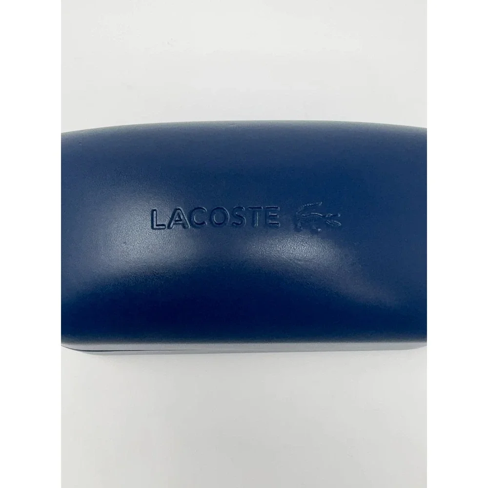 Lacoste Clamshell Eyeglass Glasses Case Embossed Logo Crocodile Navy Hard Shell‎